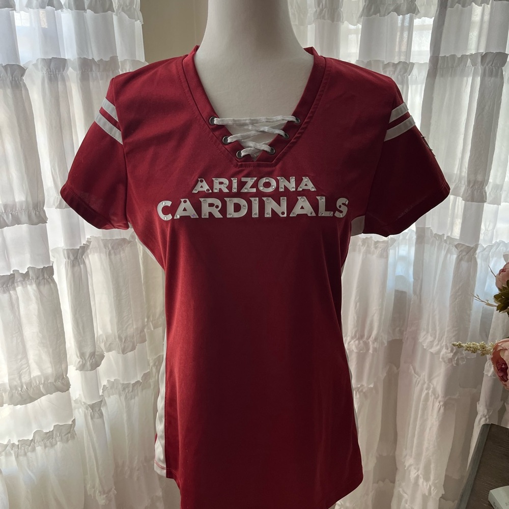NFL Cardinals Red and White Lace-Up Short Sleeve Jersey